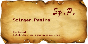 Szinger Pamina névjegykártya